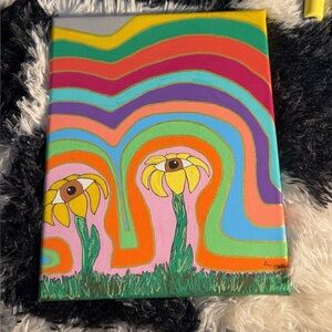 Vibrant Yellow and Green Psychedelic Painting